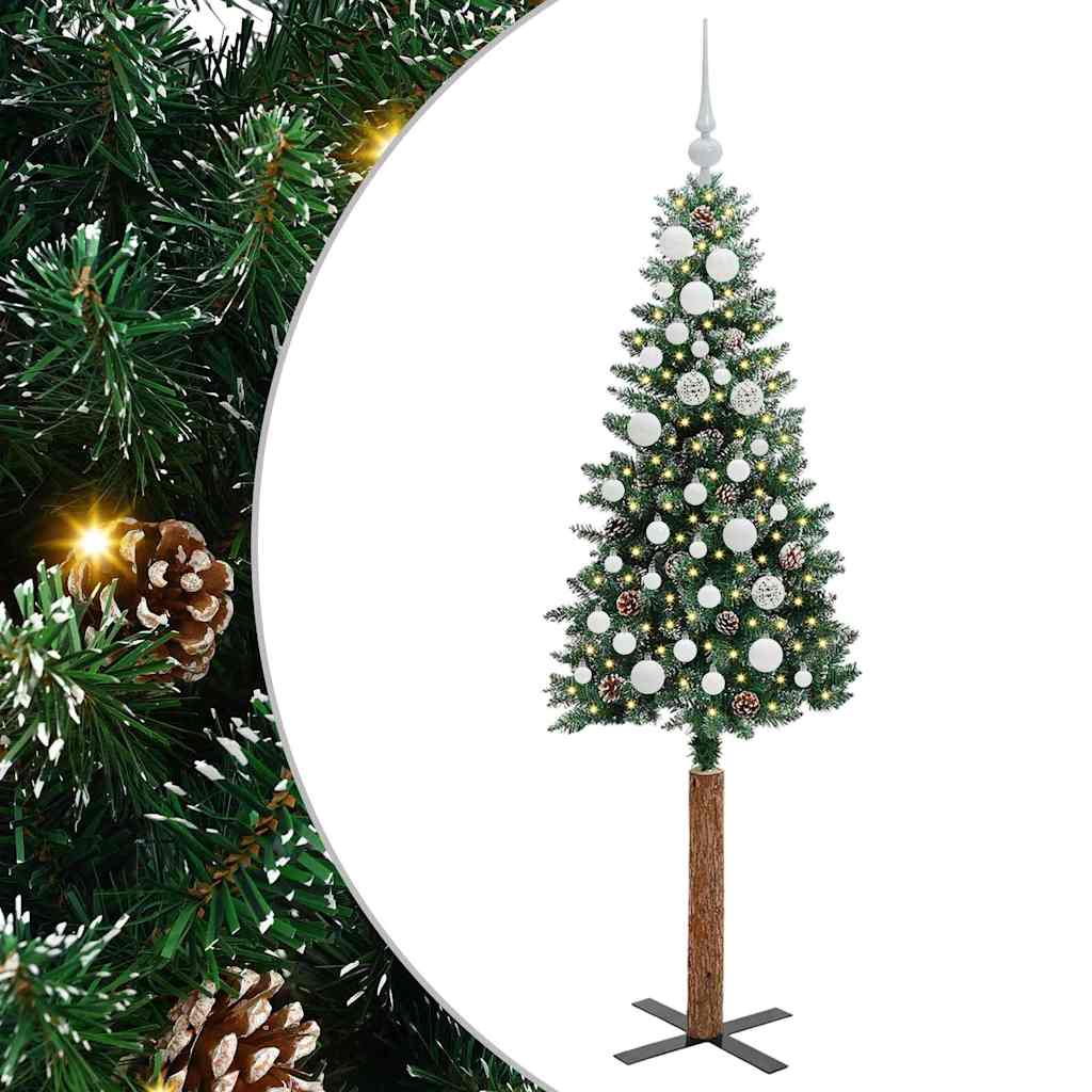Slankt Juletræ Grøn 150 cm PVC og Massiv Fyrretræ