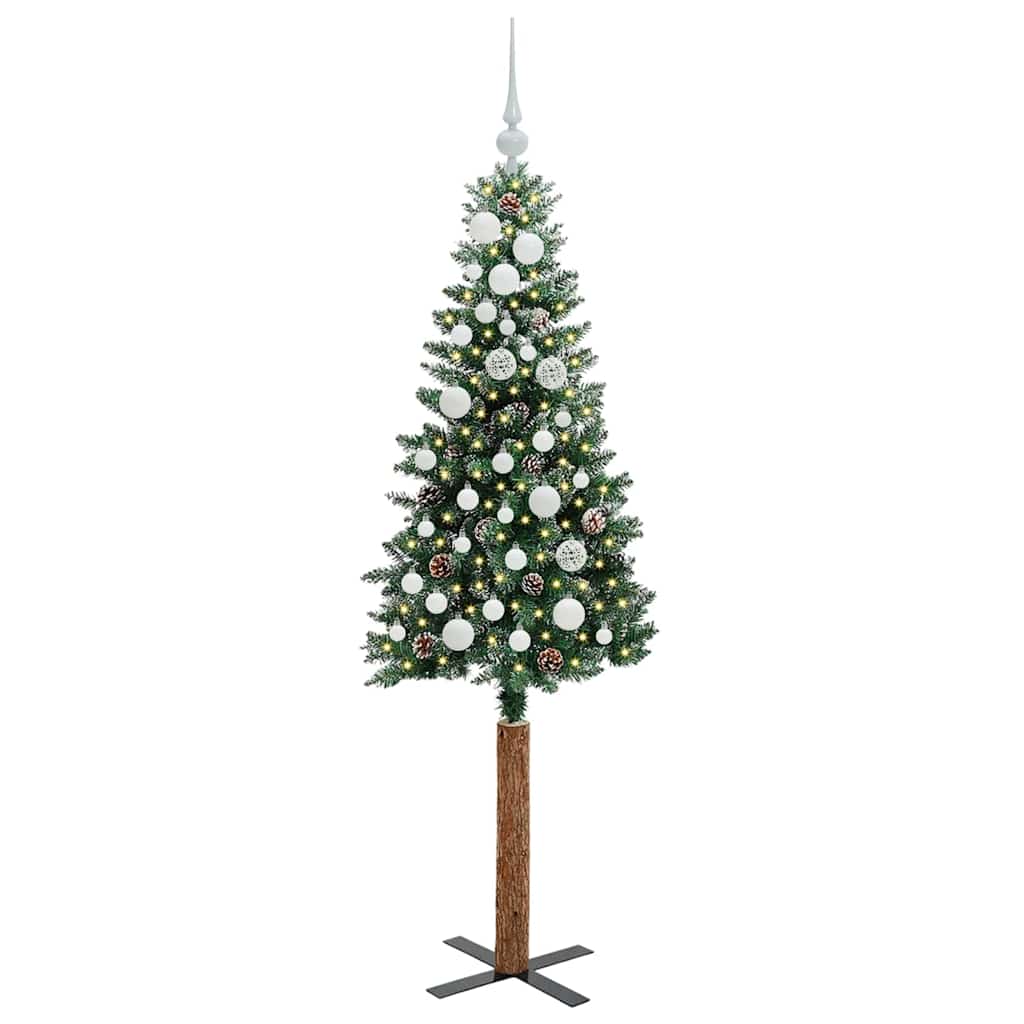 Slankt Juletræ Grøn 150 cm PVC og Massiv Fyrretræ