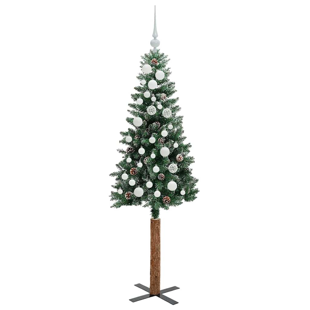 Slankt Juletræ Grøn 150 cm PVC og Massiv Fyrretræ