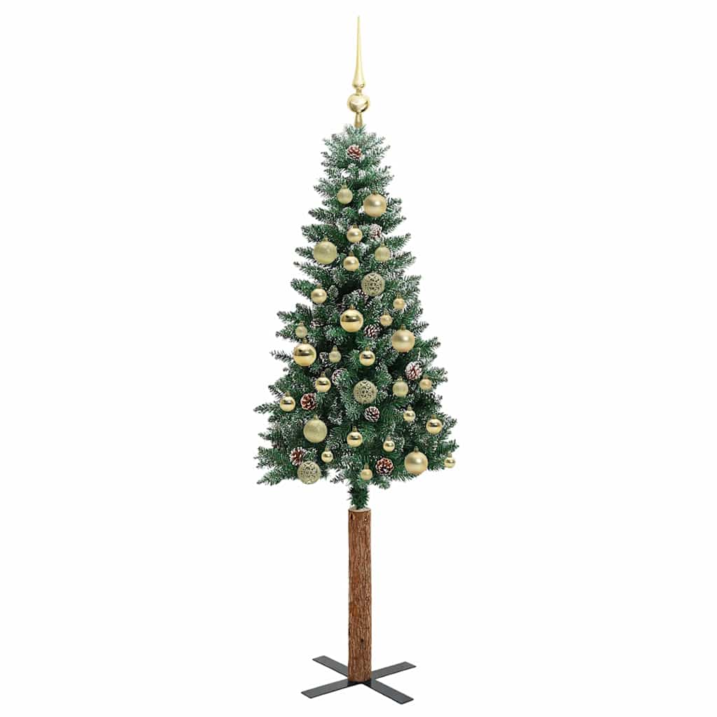 Slankt Juletræ Grøn 150 cm PVC og Massiv Fyrretræ