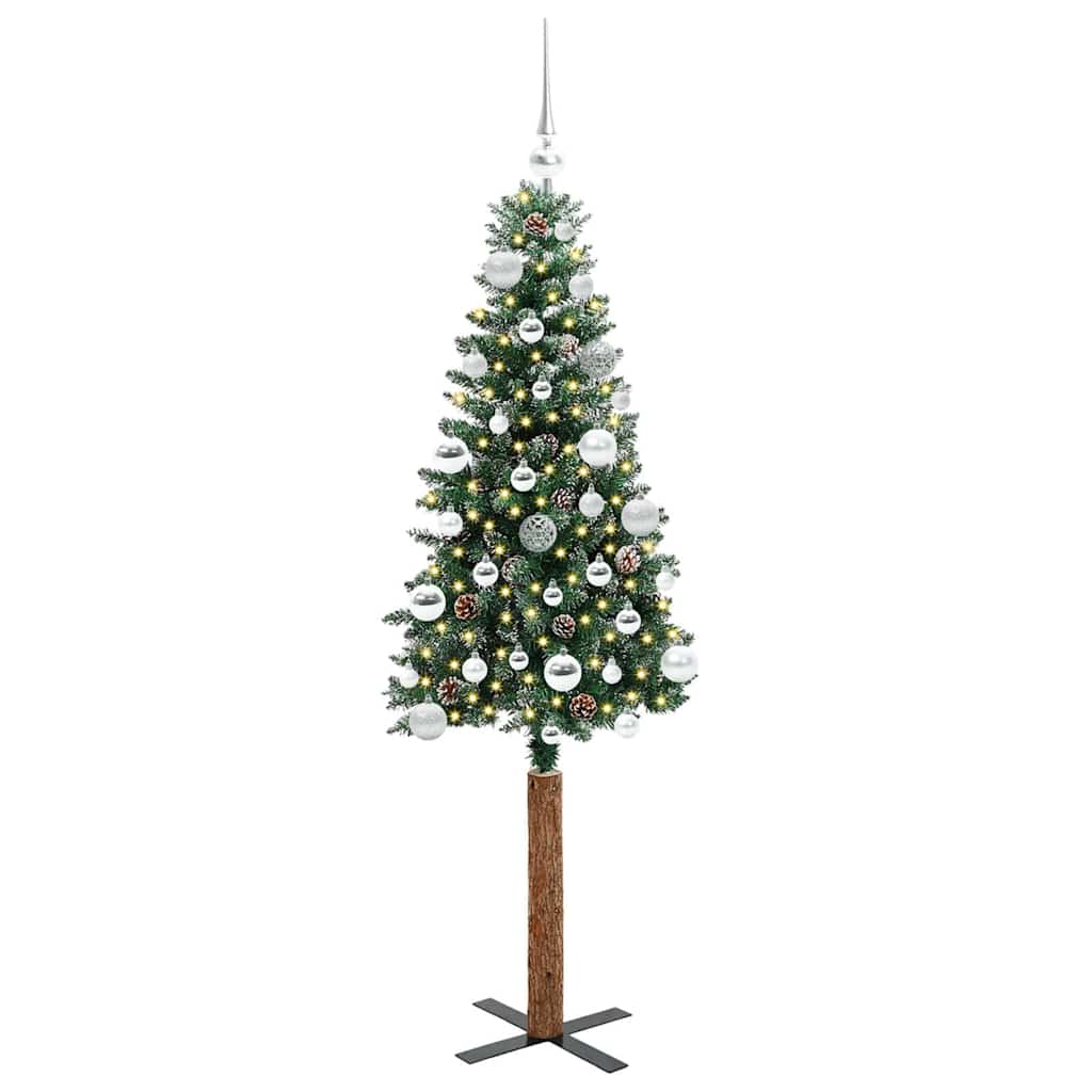 Slankt Juletræ Grøn 150 cm PVC og Massiv Fyrretræ
