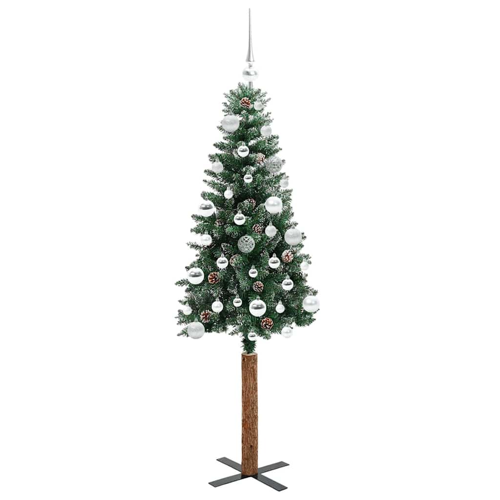 Slankt Juletræ Grøn 150 cm PVC og Massiv Fyrretræ