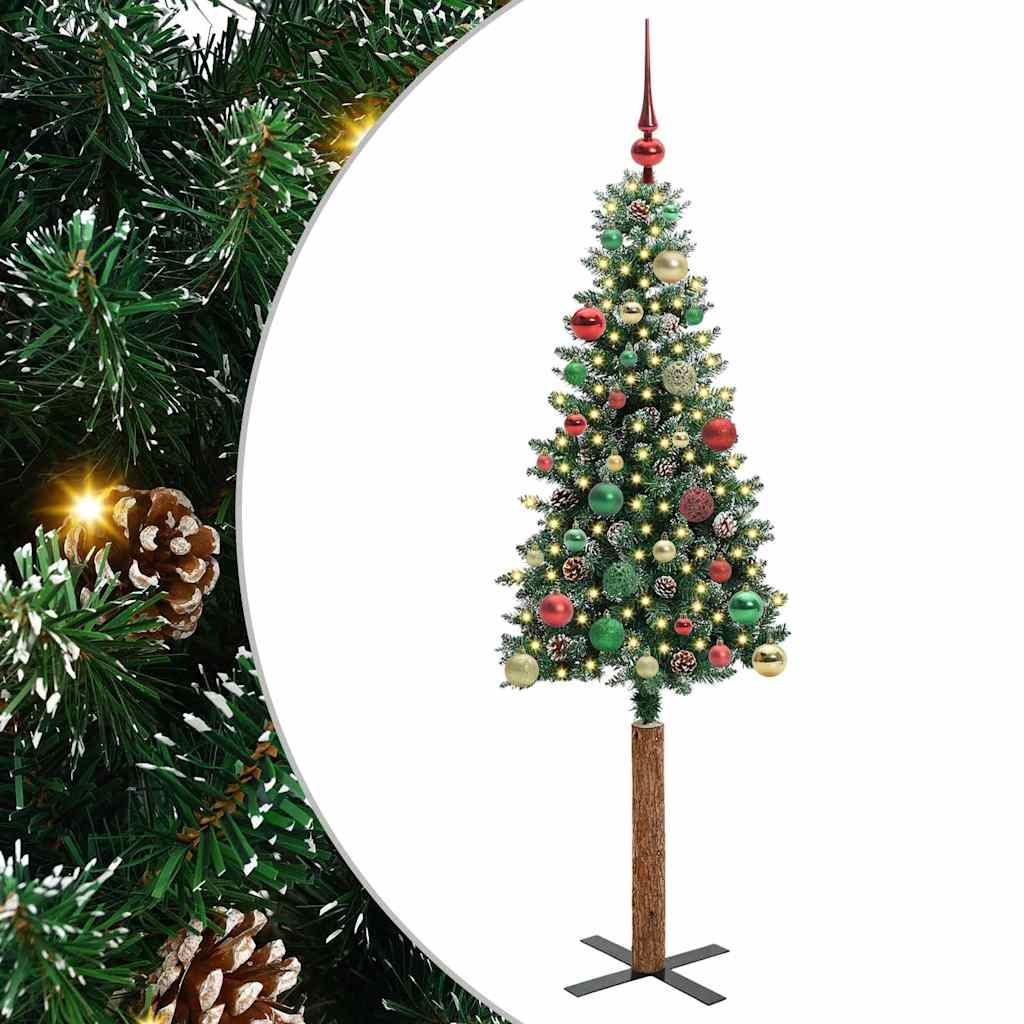 Slankt Juletræ Grøn 150 cm PVC og Massiv Fyrretræ