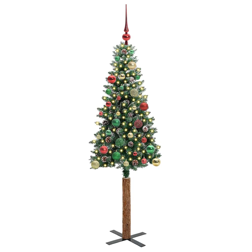 Slankt Juletræ Grøn 150 cm PVC og Massiv Fyrretræ