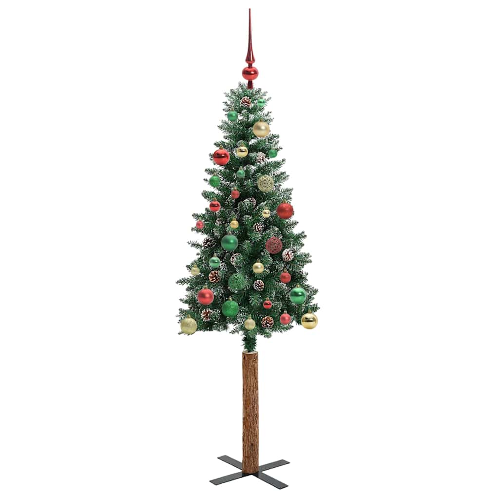 Slankt Juletræ Grøn 150 cm PVC og Massiv Fyrretræ