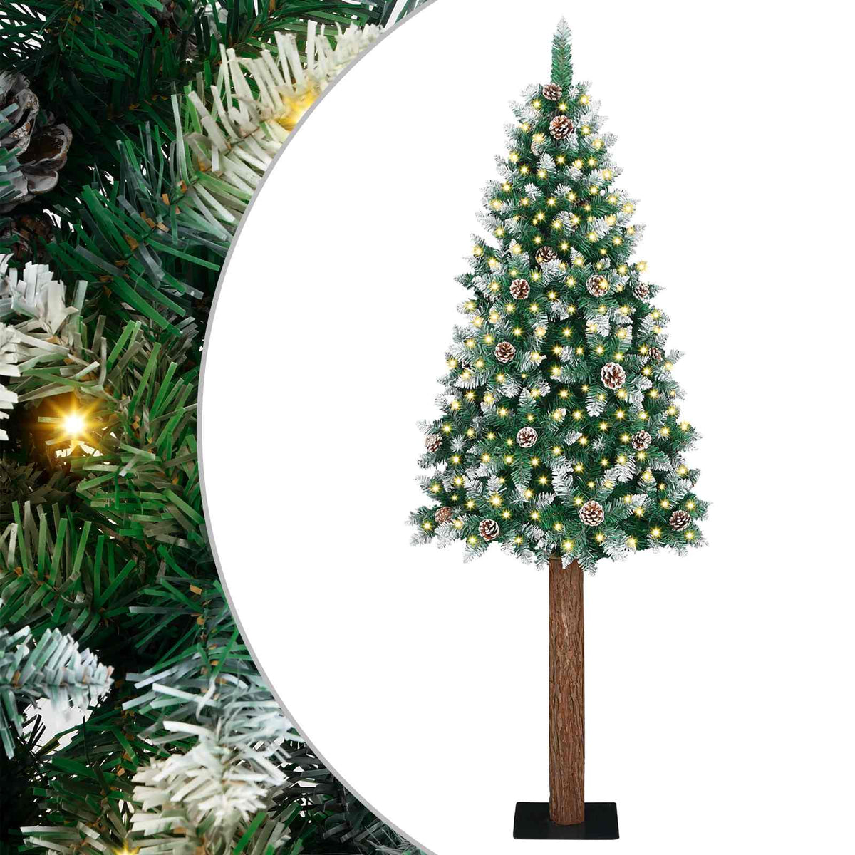 Slankt Juletræ Grøn 180 cm PVC og Massiv Fyrretræ