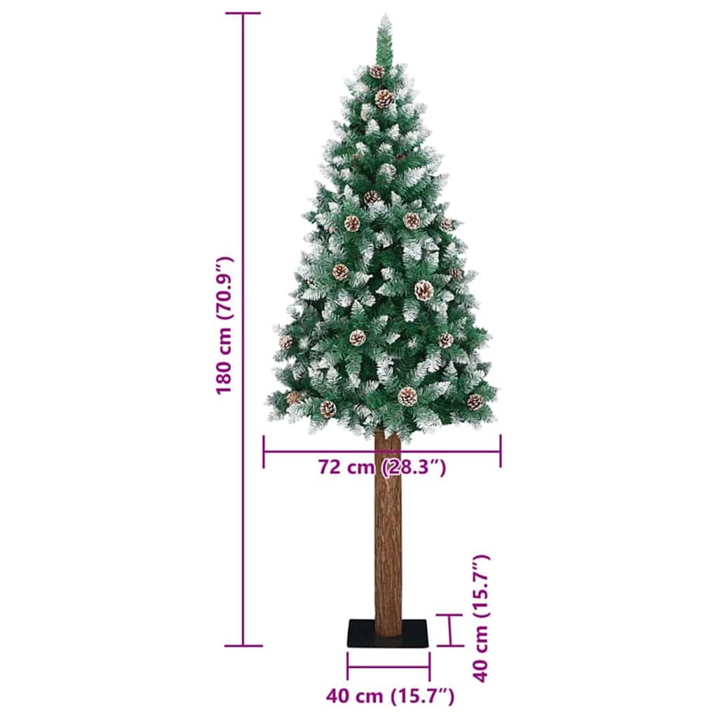 Slankt Juletræ Grøn 180 cm PVC og Massiv Fyrretræ