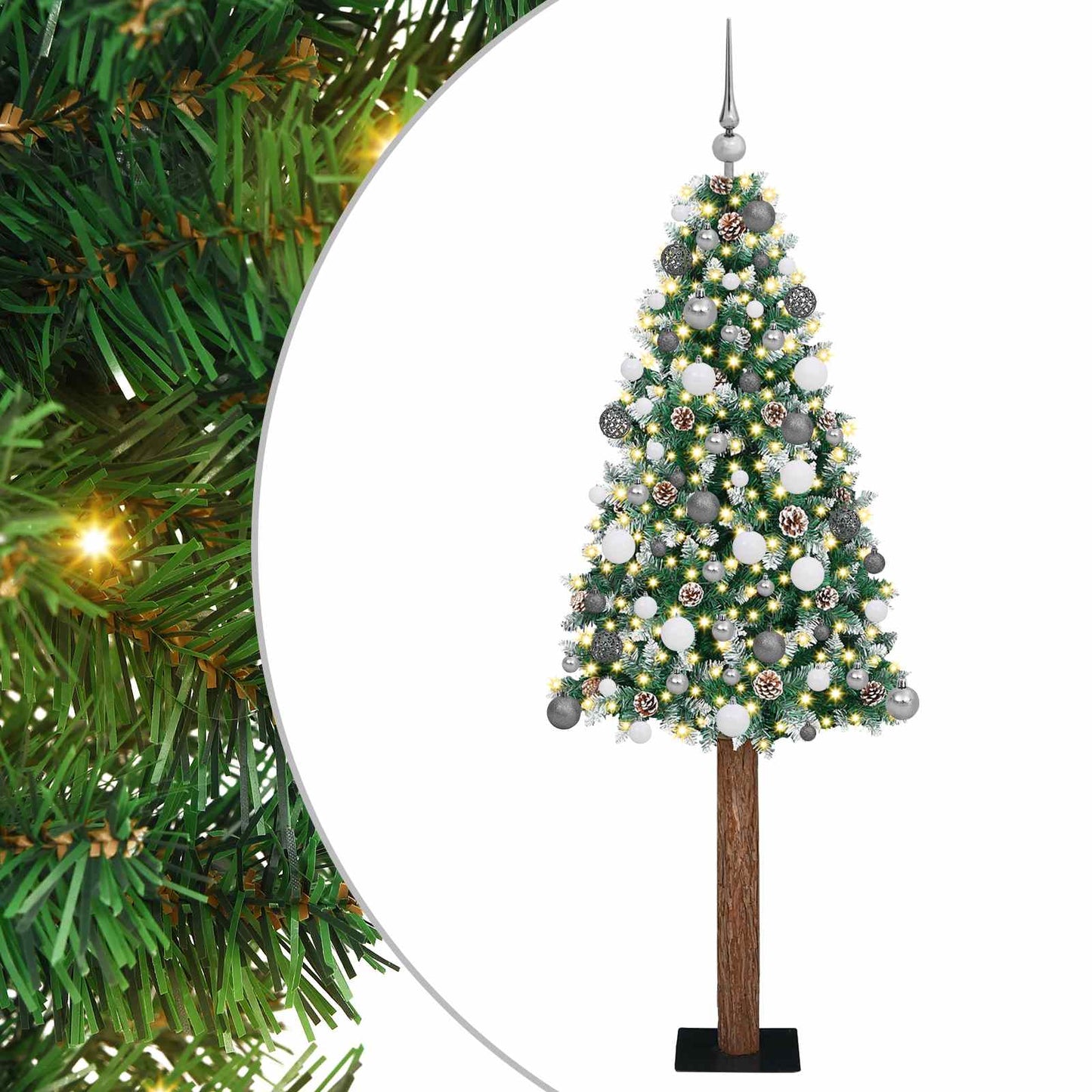 Slankt Juletræ Grøn 180 cm PVC og Massiv Fyrretræ