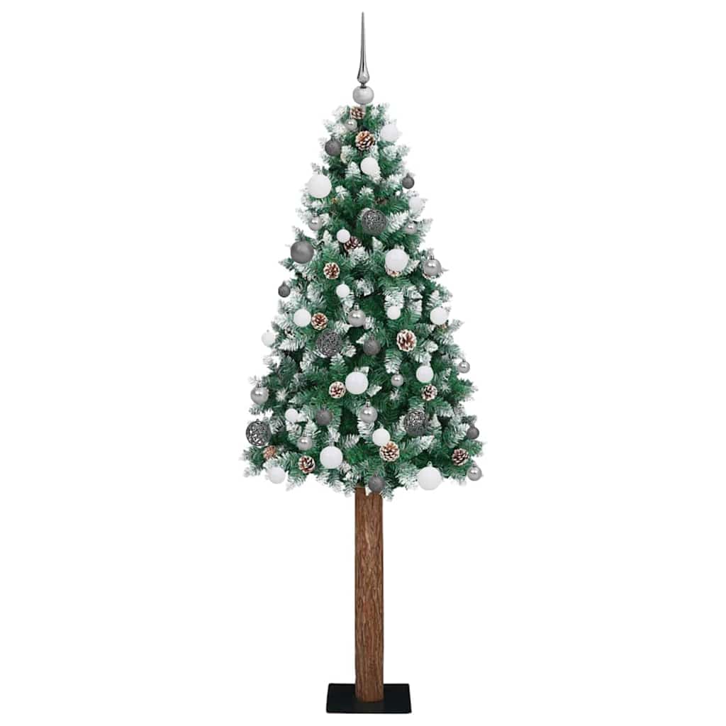 Slankt Juletræ Grøn 180 cm PVC og Massiv Fyrretræ