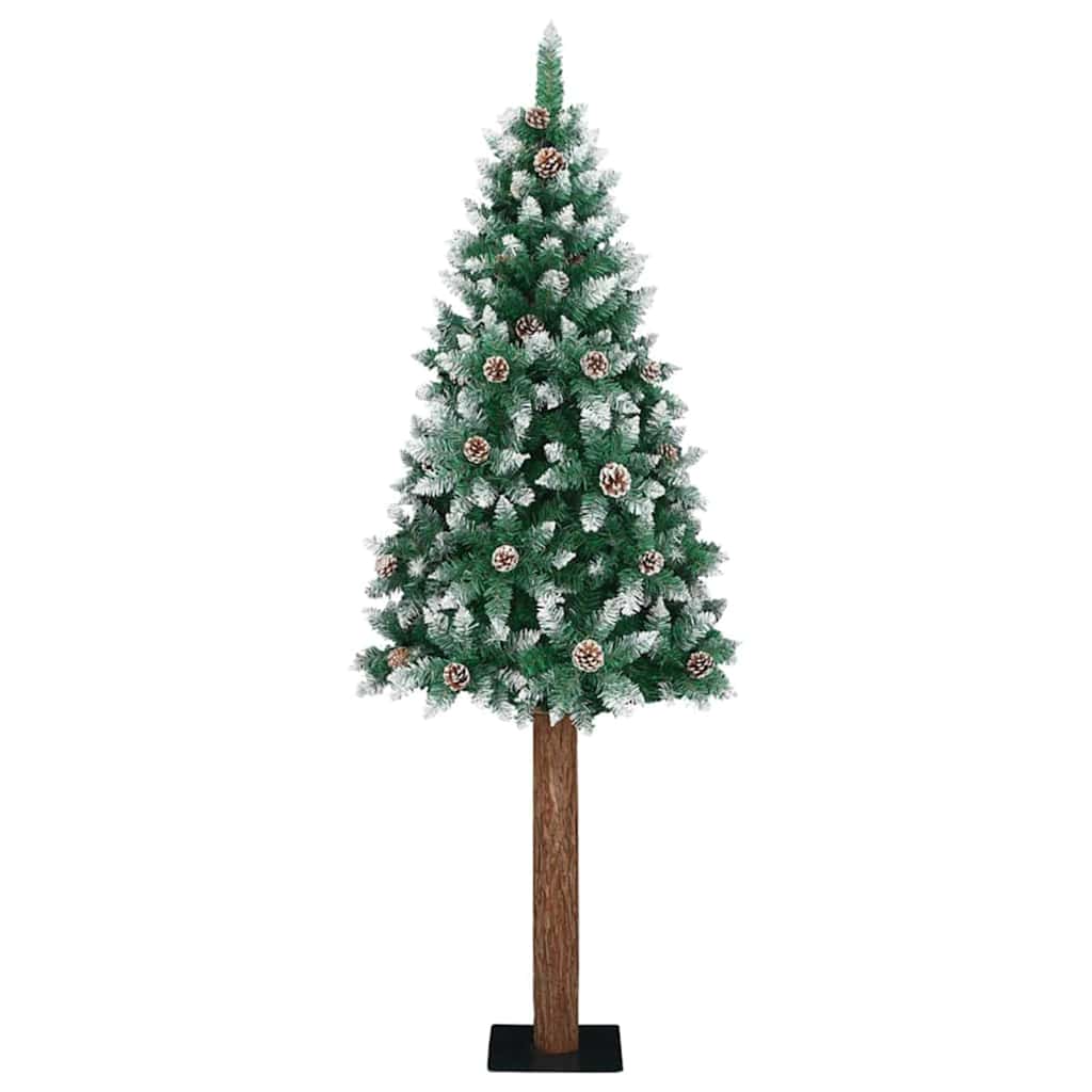 Slankt Juletræ Grøn 180 cm PVC og Massiv Fyrretræ