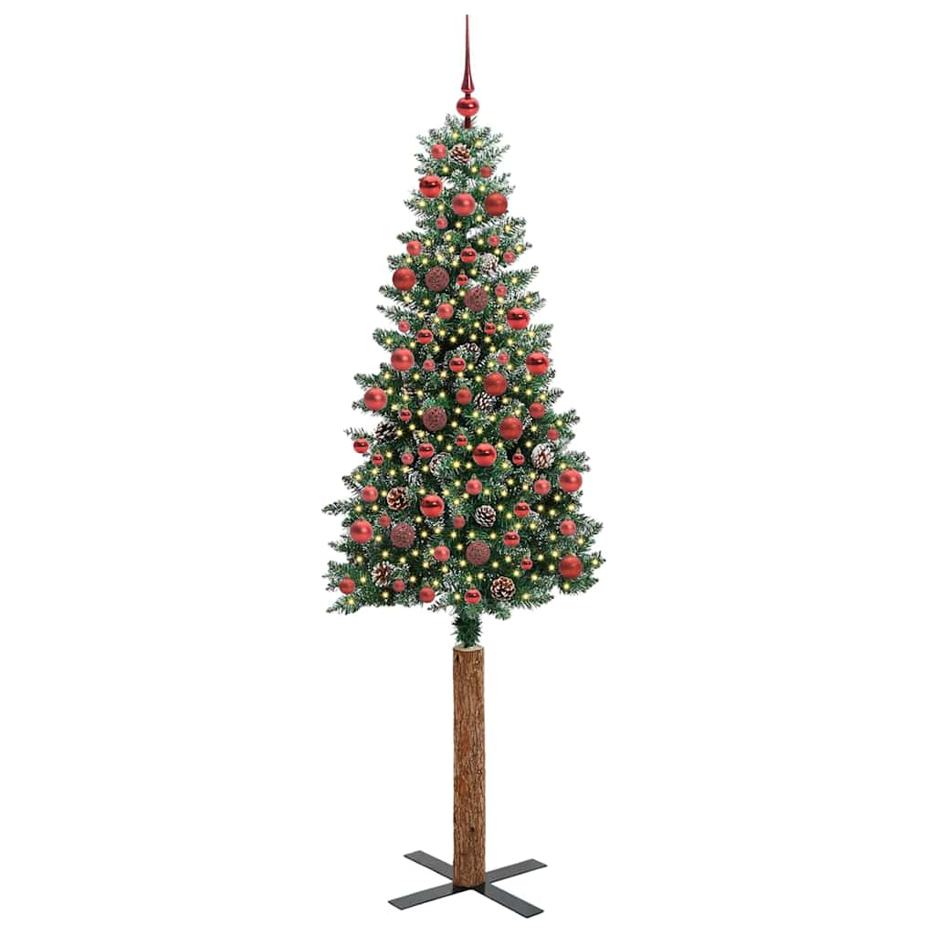 Slankt Juletræ Grøn 180 cm PVC og Massiv Fyrretræ