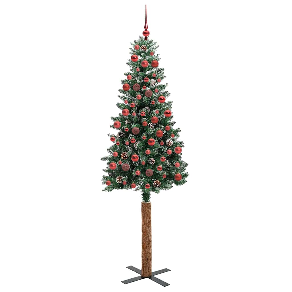 Slankt Juletræ Grøn 180 cm PVC og Massiv Fyrretræ