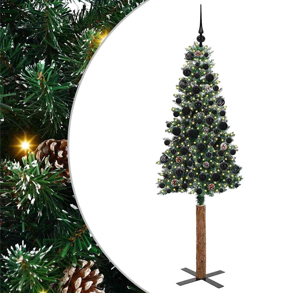 Slankt Juletræ Grøn 180 cm PVC og Massiv Fyrretræ