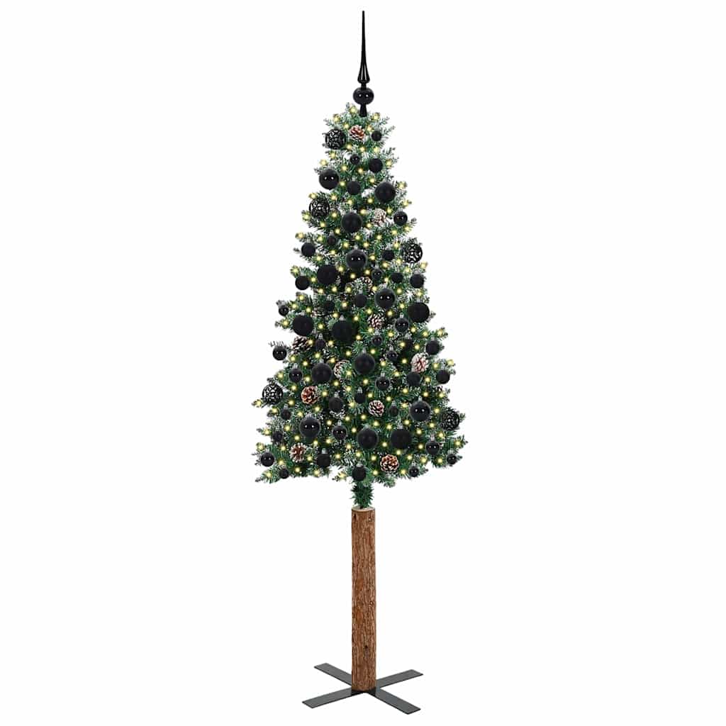 Slankt Juletræ Grøn 180 cm PVC og Massiv Fyrretræ