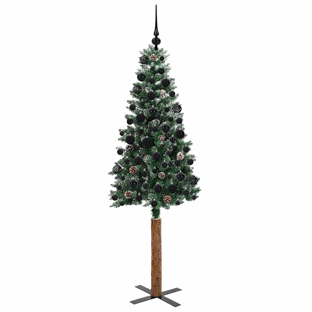 Slankt Juletræ Grøn 180 cm PVC og Massiv Fyrretræ