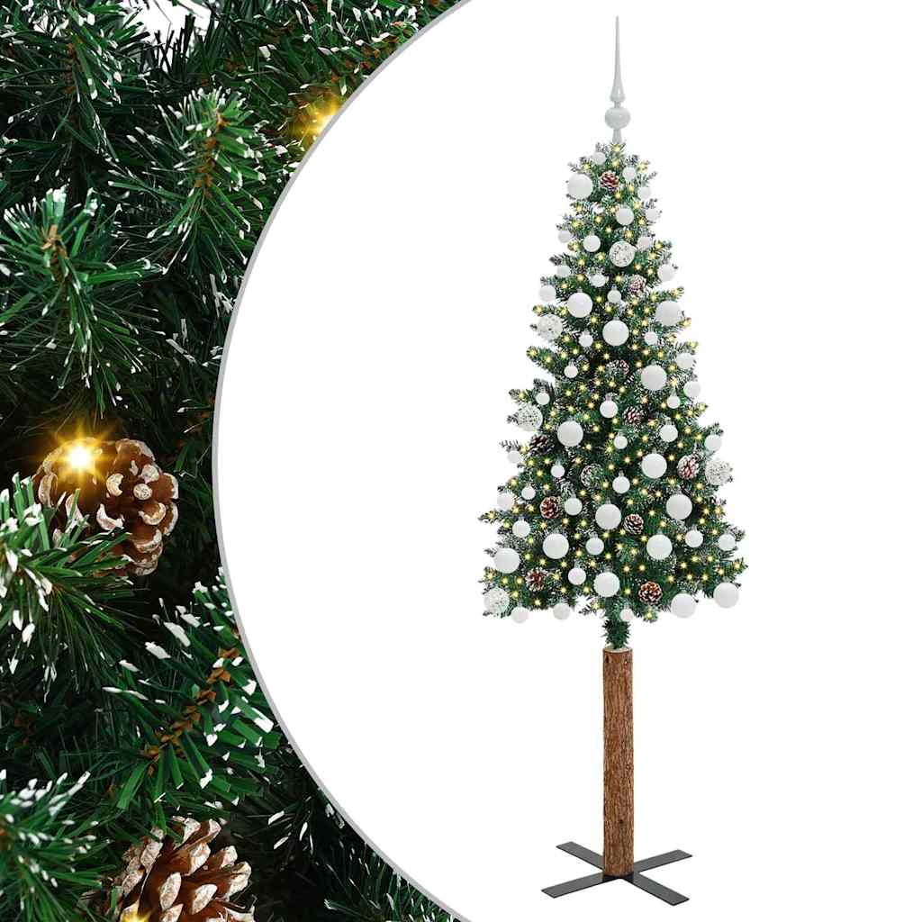 Slankt Juletræ Grøn 180 cm PVC og Massiv Fyrretræ