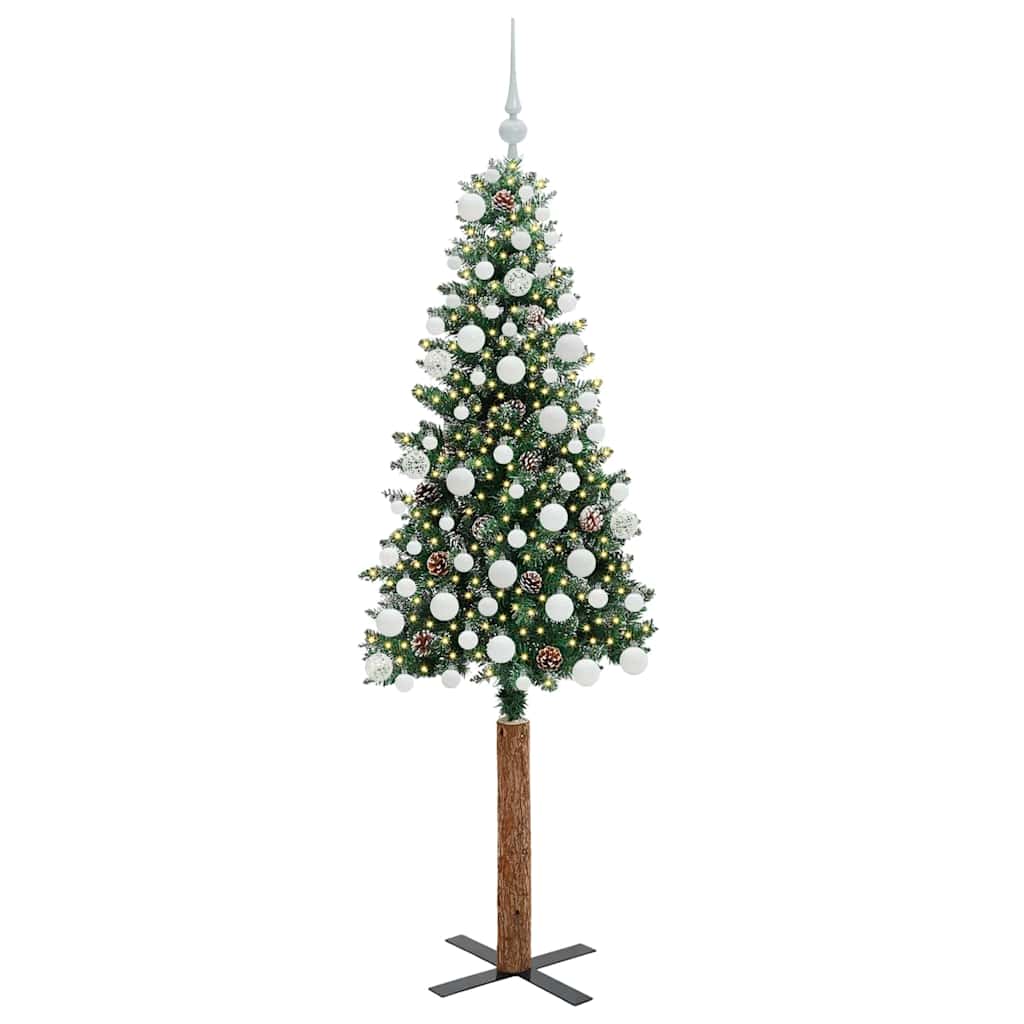 Slankt Juletræ Grøn 180 cm PVC og Massiv Fyrretræ