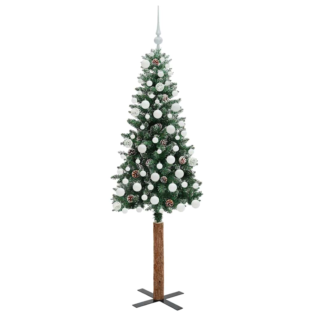 Slankt Juletræ Grøn 180 cm PVC og Massiv Fyrretræ