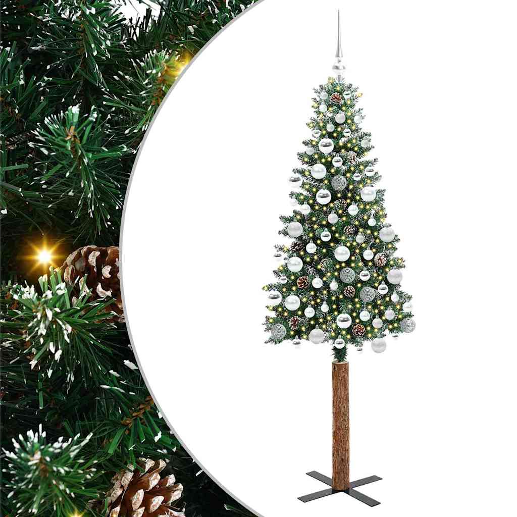 Slankt Juletræ Grøn 180 cm PVC og Massiv Fyrretræ