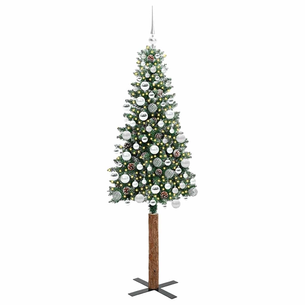 Slankt Juletræ Grøn 180 cm PVC og Massiv Fyrretræ