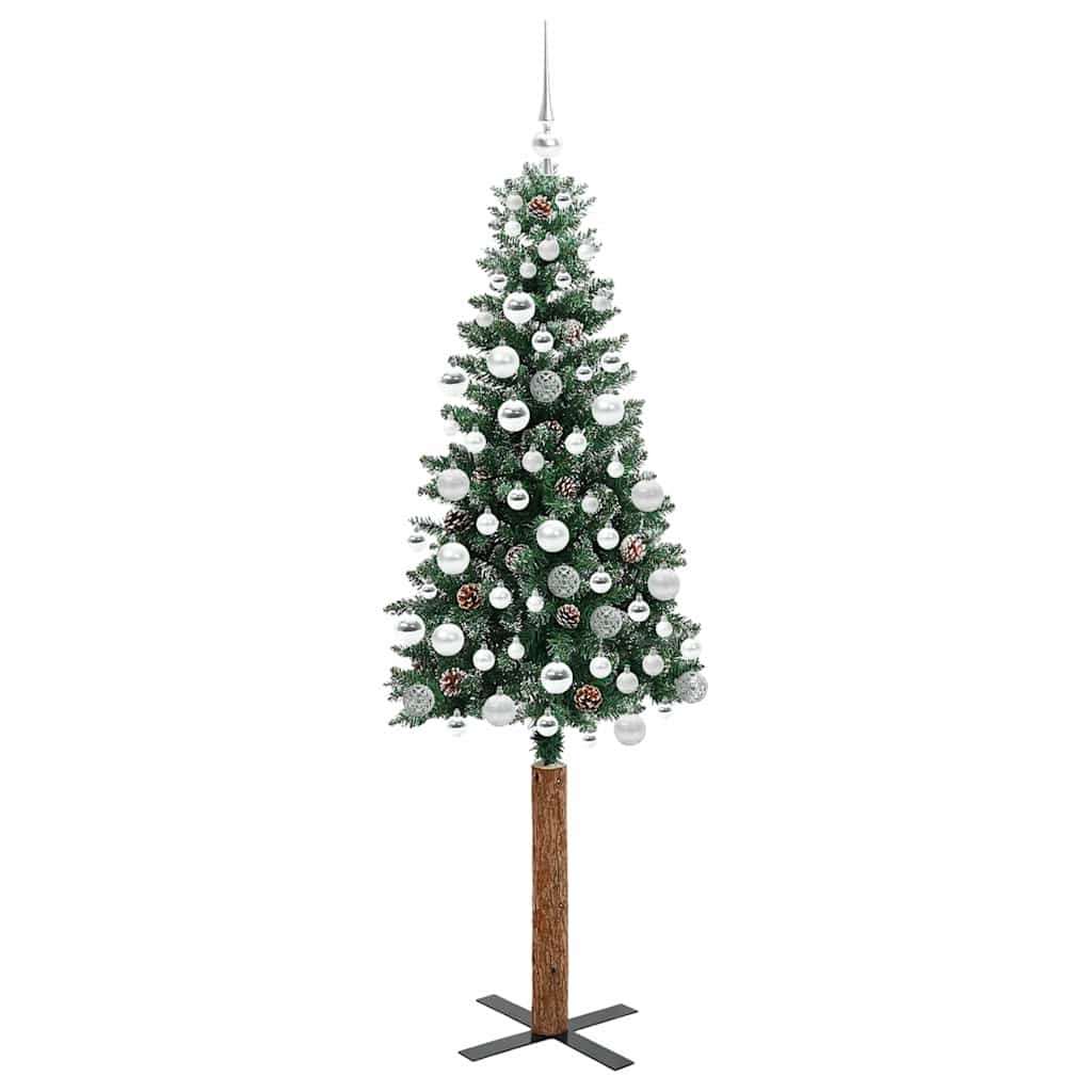 Slankt Juletræ Grøn 180 cm PVC og Massiv Fyrretræ