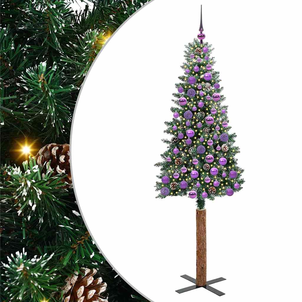 Slankt Juletræ Grøn 180 cm PVC og Massiv Fyrretræ
