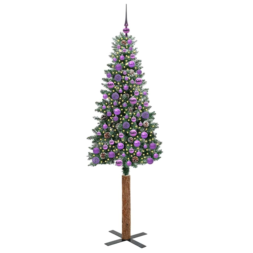 Slankt Juletræ Grøn 180 cm PVC og Massiv Fyrretræ