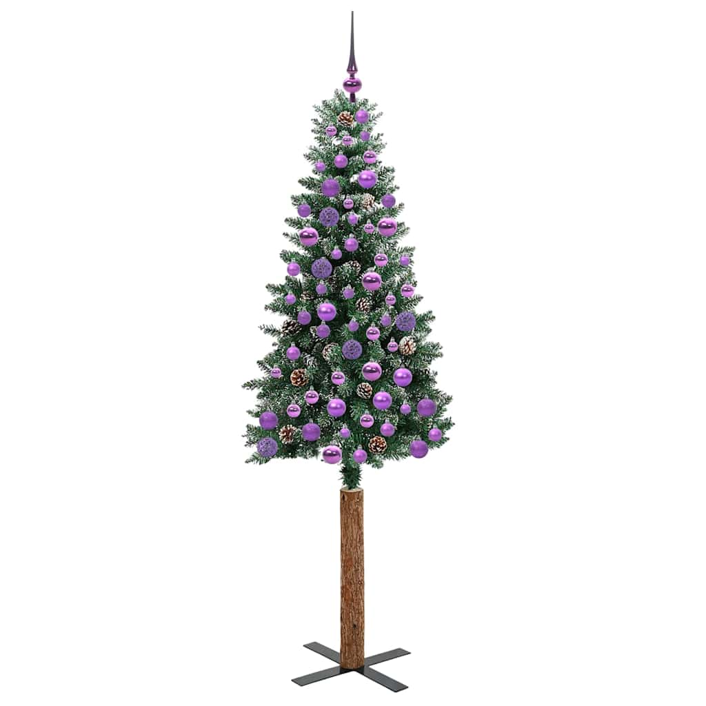 Slankt Juletræ Grøn 180 cm PVC og Massiv Fyrretræ