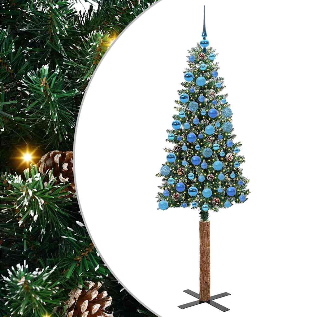 Slankt Juletræ Grøn 180 cm PVC og Massiv Fyrretræ