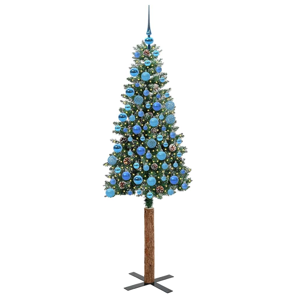 Slankt Juletræ Grøn 180 cm PVC og Massiv Fyrretræ