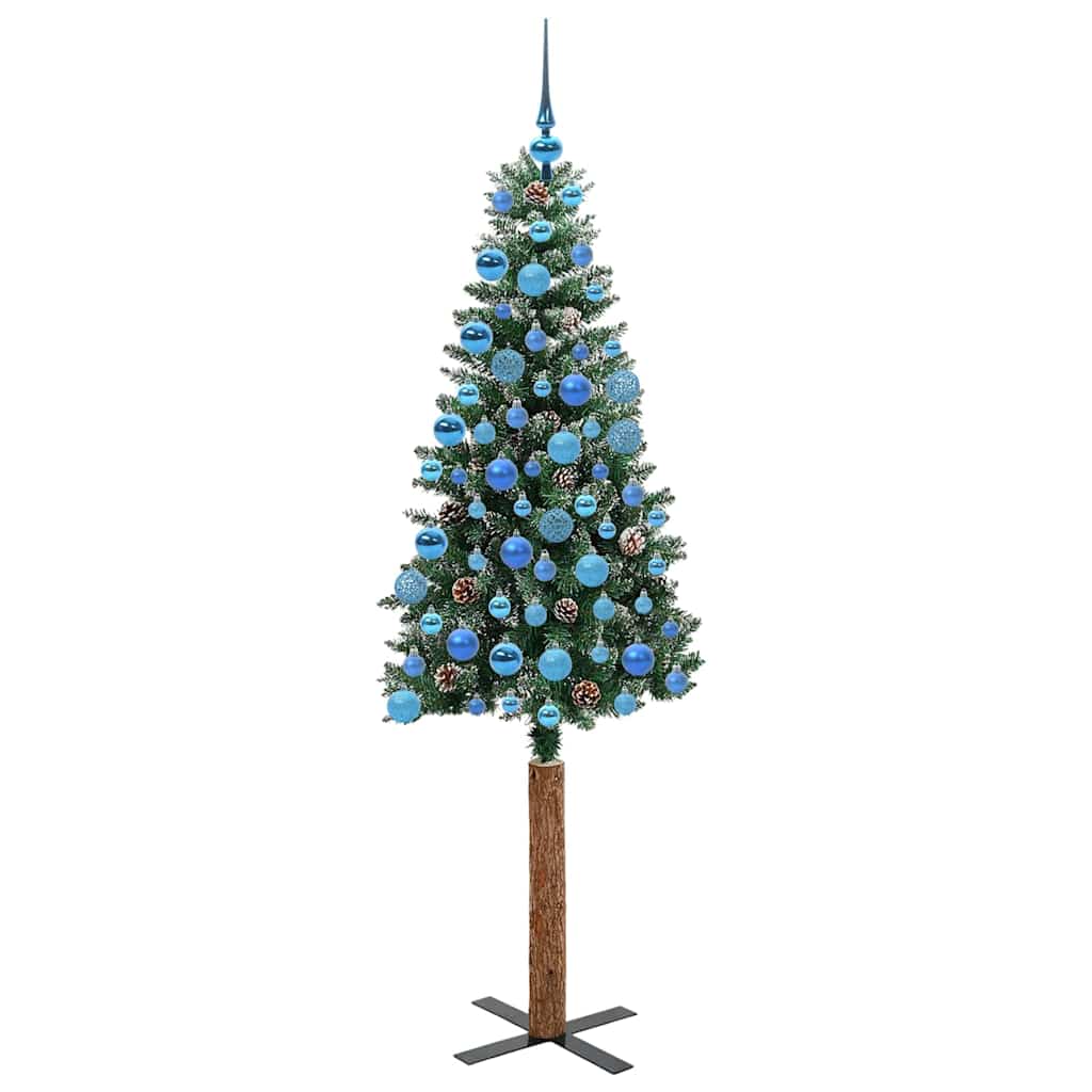 Slankt Juletræ Grøn 180 cm PVC og Massiv Fyrretræ