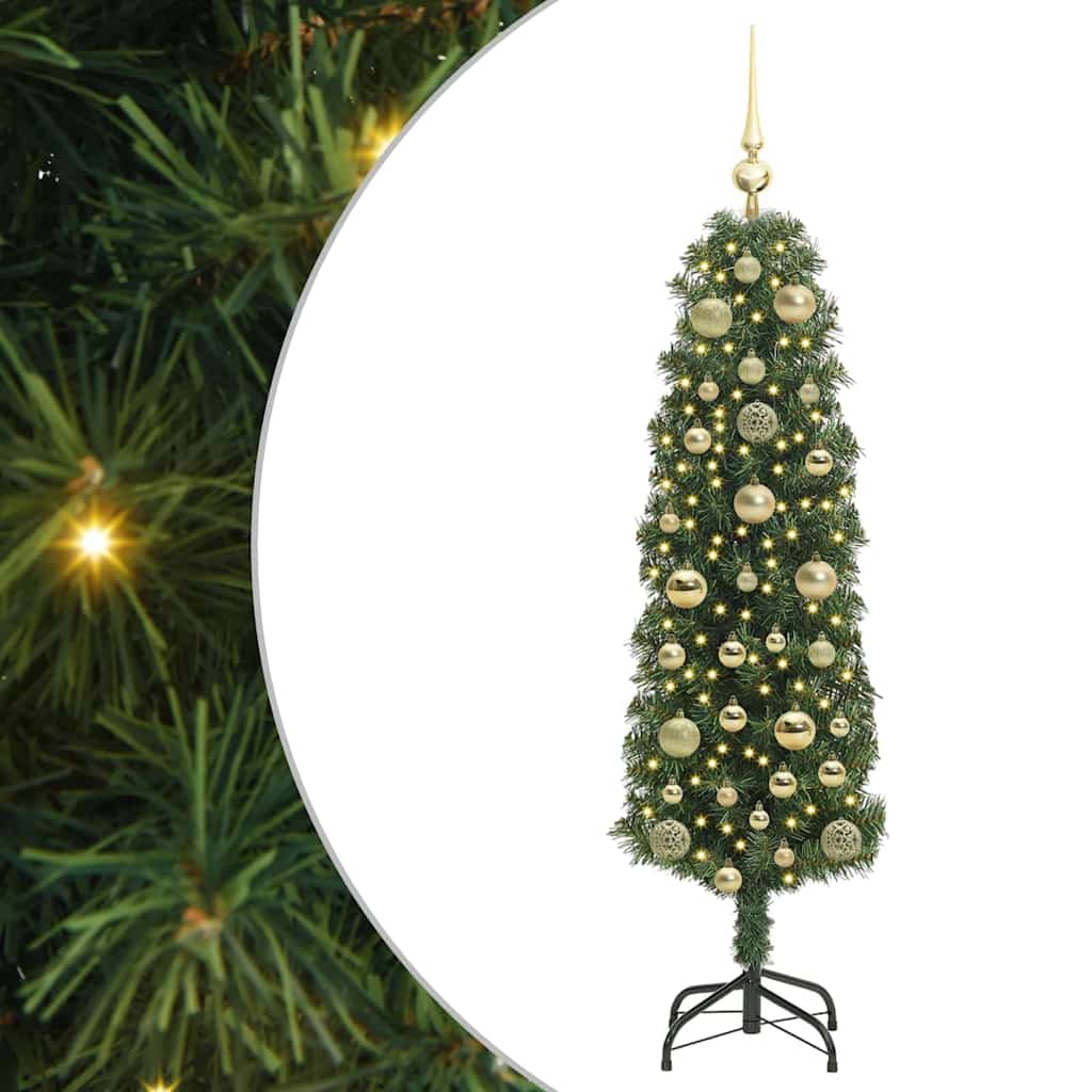 Kunstigt juletræ med stativ Grøn 150 cm PVC og Stål og Plastik