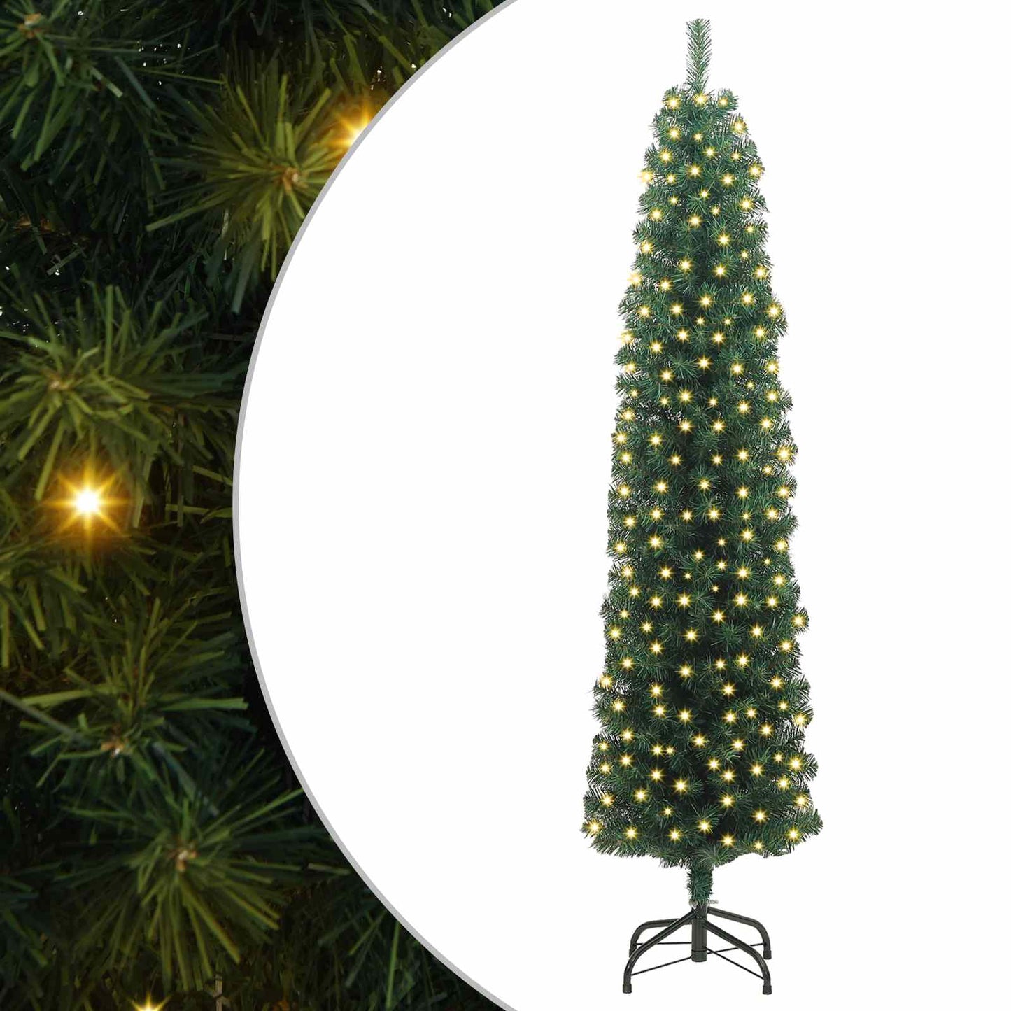 Kunstigt juletræ med stativ Grøn 180 cm PVC og Stål og Plastik