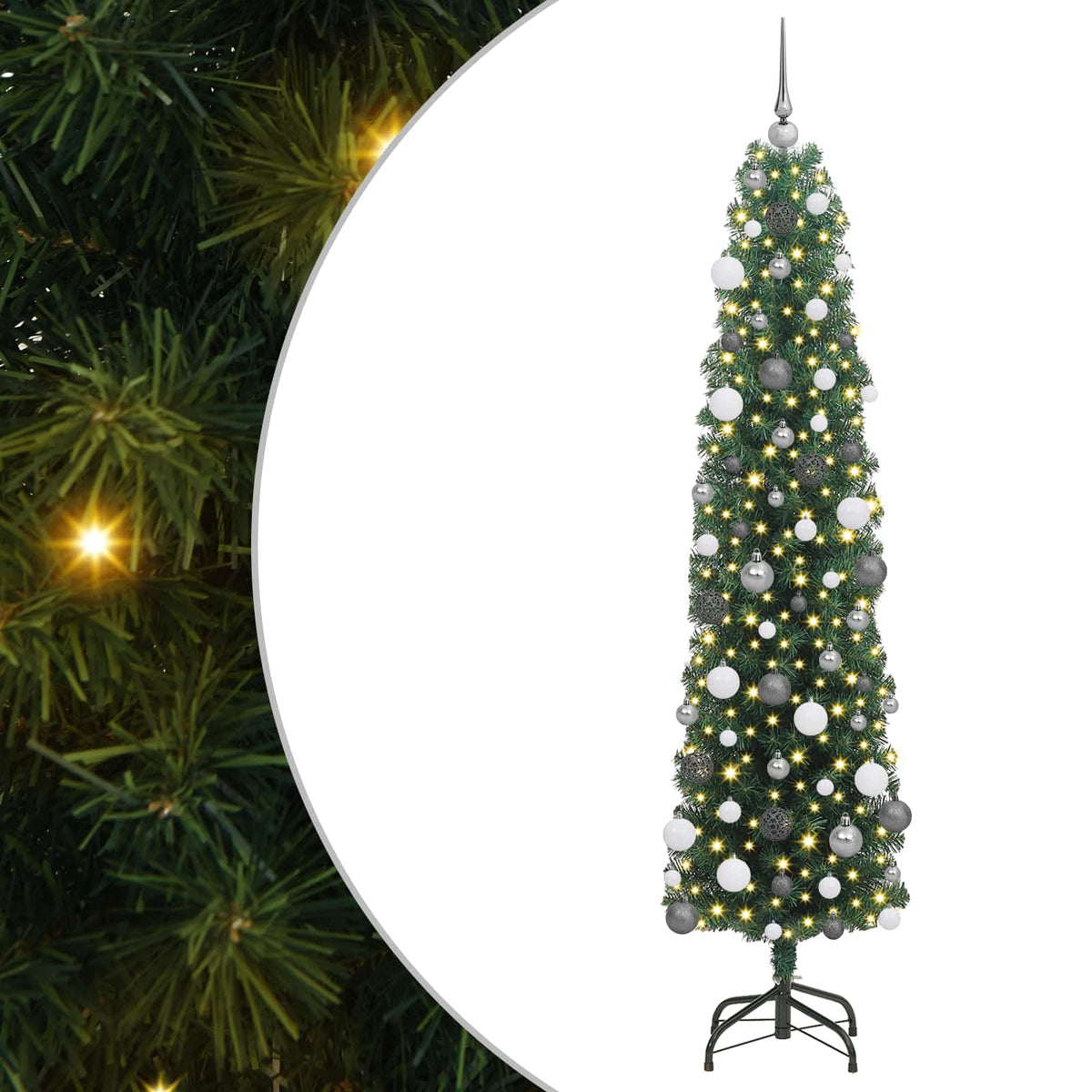 Kunstigt juletræ med stativ Grøn 180 cm PVC og Stål og Plastik