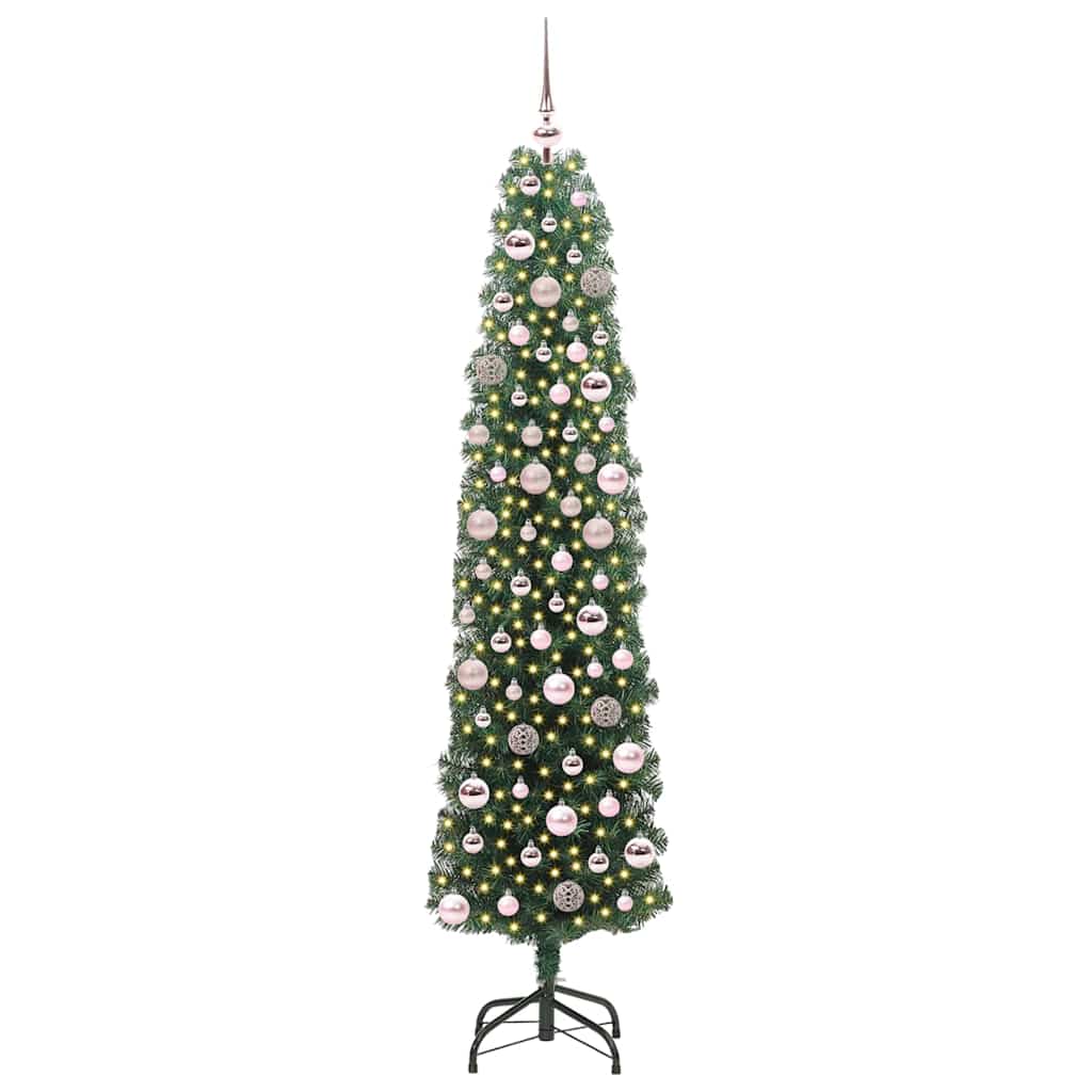 Kunstigt juletræ med stativ Grøn 180 cm PVC og Stål og Plastik