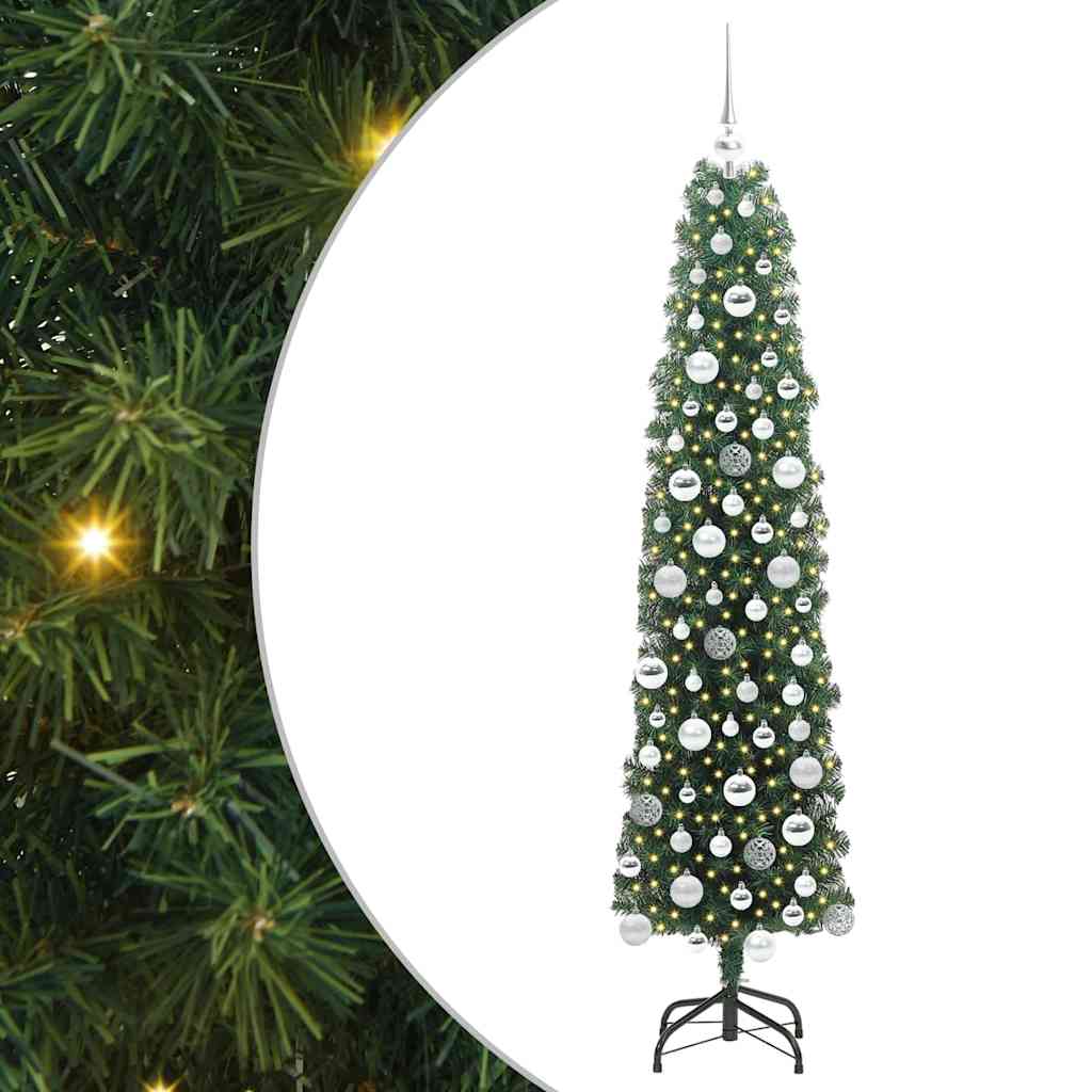 Kunstigt juletræ med stativ Grøn 180 cm PVC og Stål og Plastik
