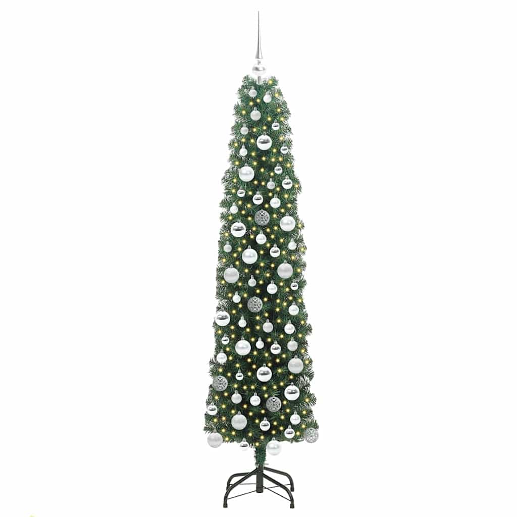 Kunstigt juletræ med stativ Grøn 180 cm PVC og Stål og Plastik