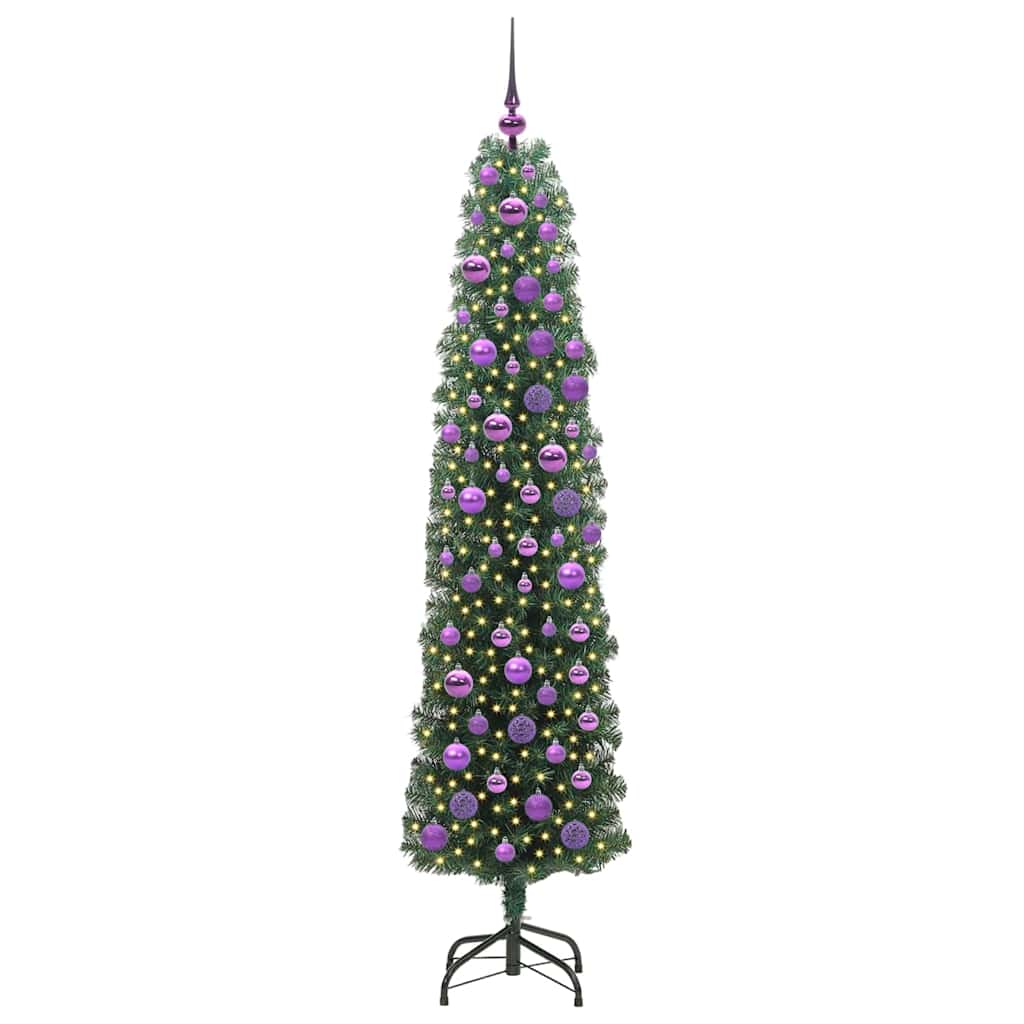 Kunstigt juletræ med stativ Grøn 180 cm PVC og Stål og Plastik