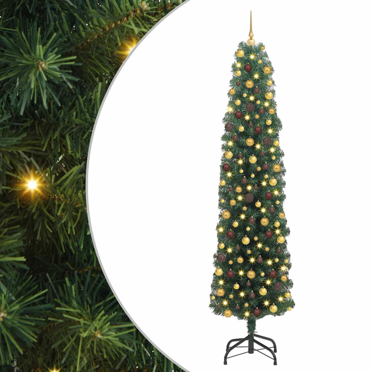 Kunstigt juletræ med stativ Grøn 210 cm PVC og Stål og Plastik