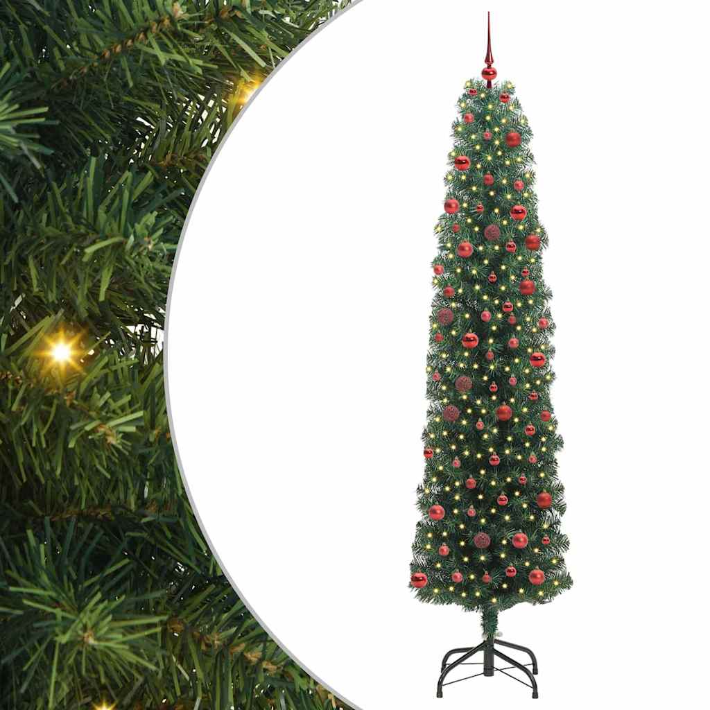 Kunstigt juletræ med stativ Grøn 210 cm PVC og Stål og Plastik