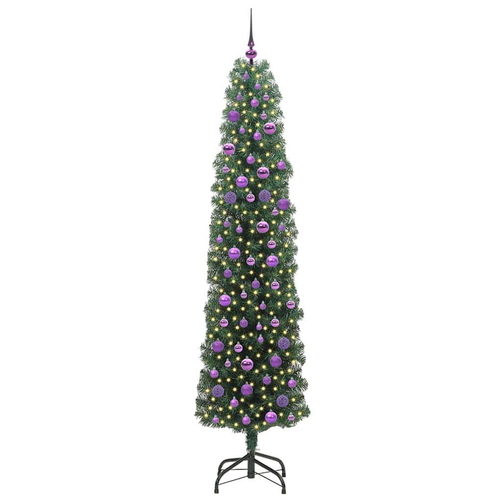 Kunstigt juletræ med stativ Grøn 210 cm PVC og Stål og Plastik