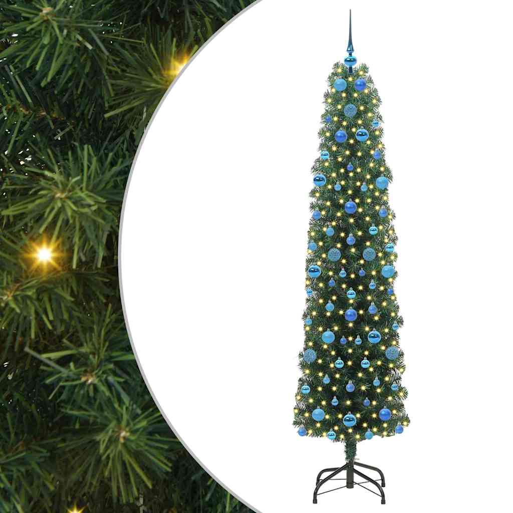 Kunstigt juletræ med stativ Grøn 210 cm PVC og Stål og Plastik