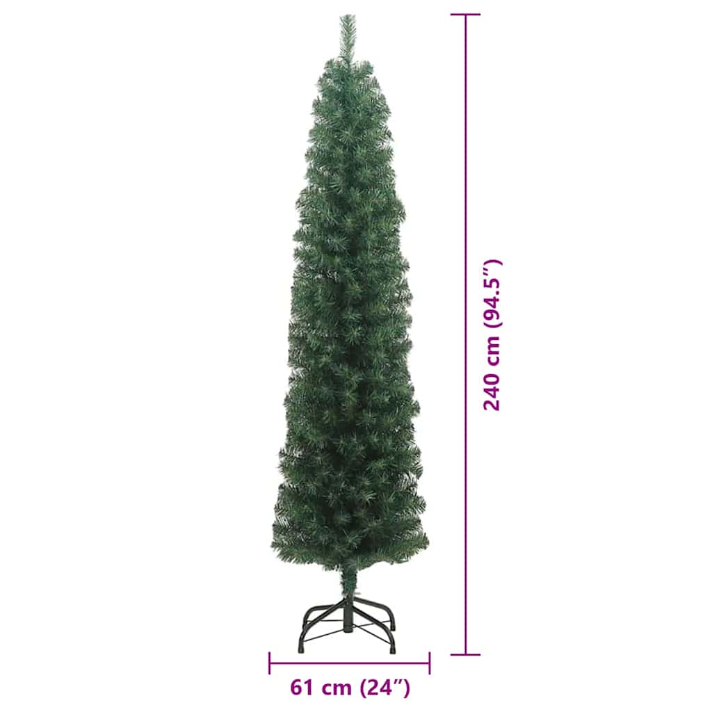 Kunstigt juletræ med stativ Grøn 240 cm PVC og Stål og Plastik
