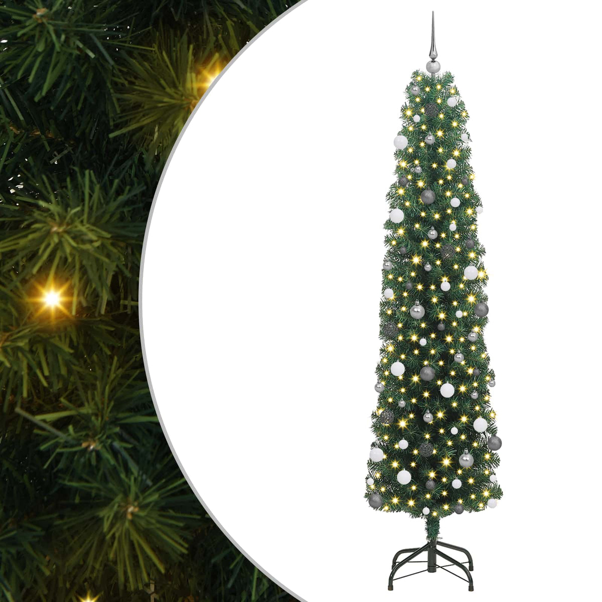 Kunstigt juletræ med stativ Grøn 240 cm PVC og Stål og Plastik