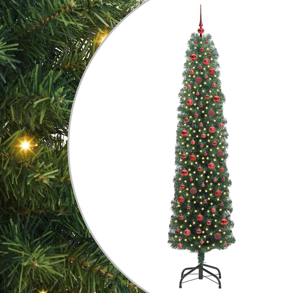 Kunstigt juletræ med stativ Grøn 240 cm PVC og Stål og Plastik