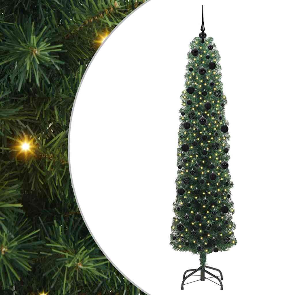 Kunstigt juletræ med stativ Grøn 240 cm PVC og Stål og Plastik