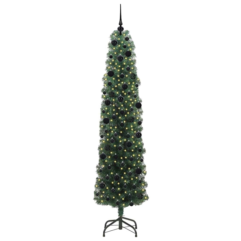 Kunstigt juletræ med stativ Grøn 240 cm PVC og Stål og Plastik