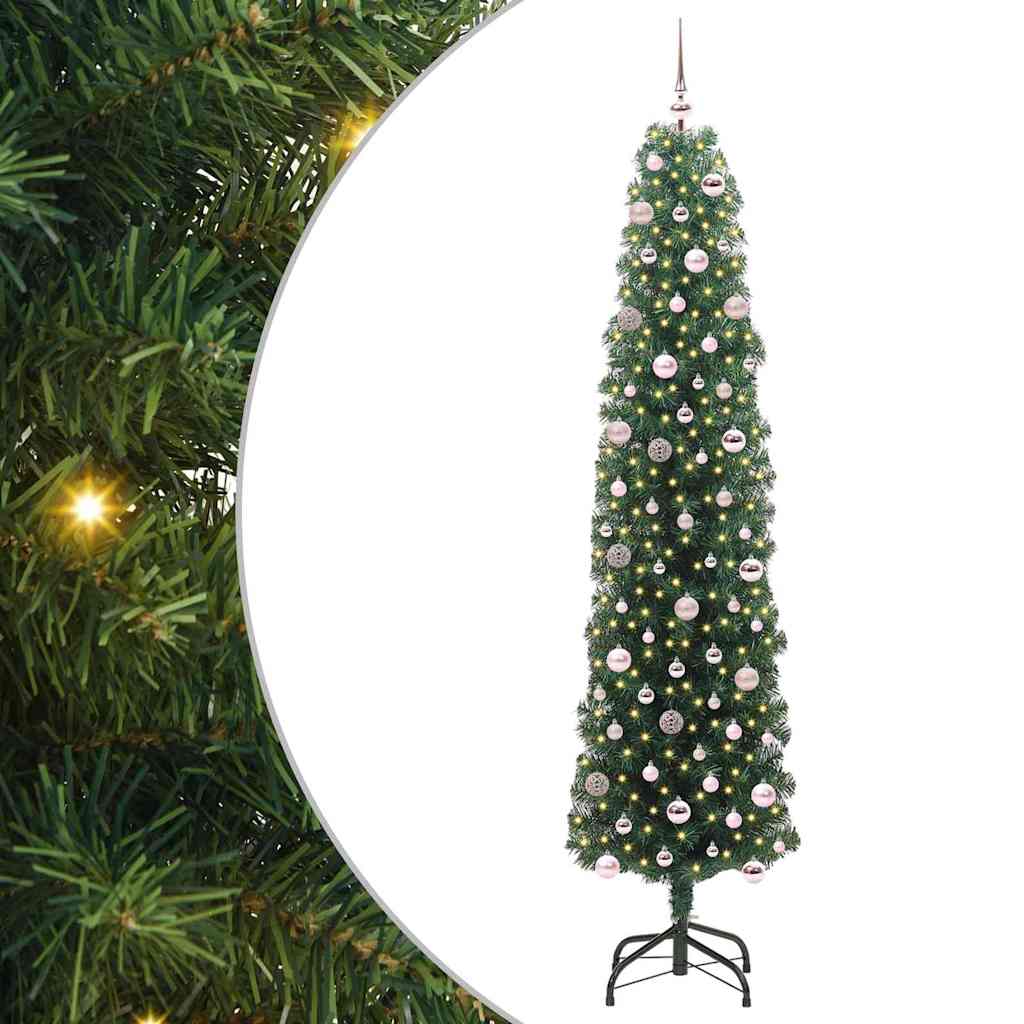 Kunstigt juletræ med stativ Grøn 240 cm PVC og Stål og Plastik