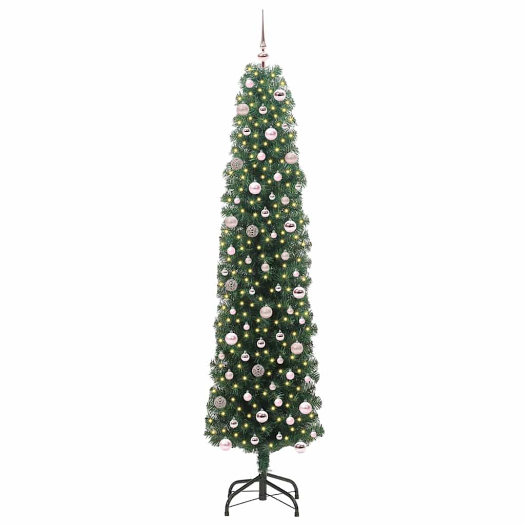 Kunstigt juletræ med stativ Grøn 240 cm PVC og Stål og Plastik