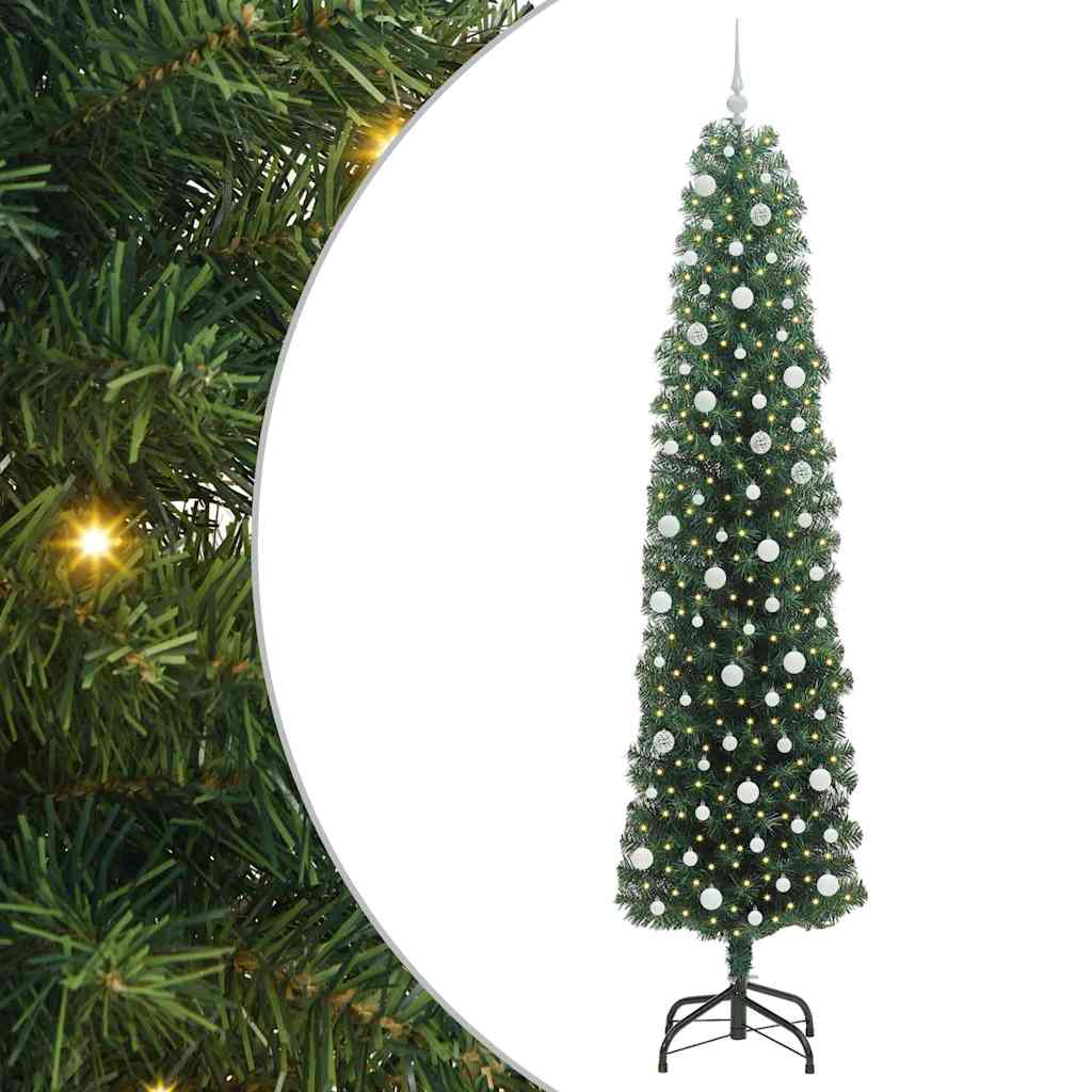 Kunstigt juletræ med stativ Grøn 240 cm PVC og Stål og Plastik